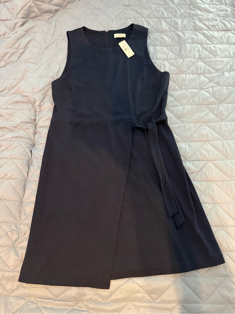 LOFT Navy Sleeveless Wrap Tie Mini Dress